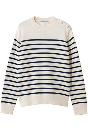 ベイジ，/BEIGE，のHELIODOR（ヘリオドール）/レーヨンボーダーマリンボタンニット(110300/110301)