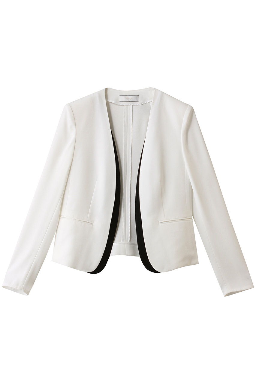 ベイジ，/BEIGE，のCINDY（シンディ）/ダブルカラージャケット(White×Black/JKCWLS0718)