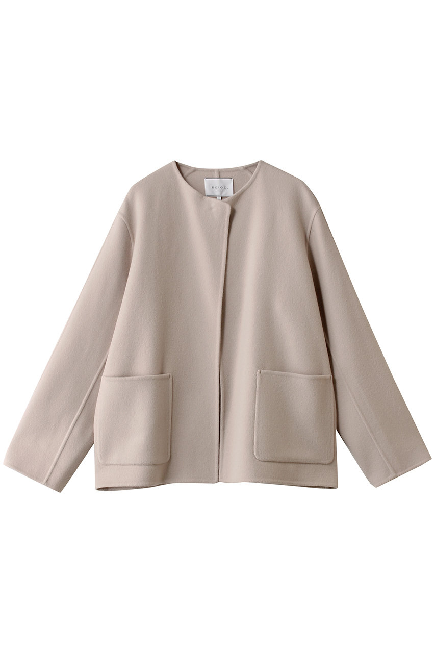 ベイジ，/BEIGE，のPAYSON（ペイソン）/ウールリバーノーカラーショートコート(Taupe/COCWGW6450)