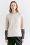 CHLOR（クロー）/ウールシルク配色クルーネックニット ベイジ，/BEIGE，