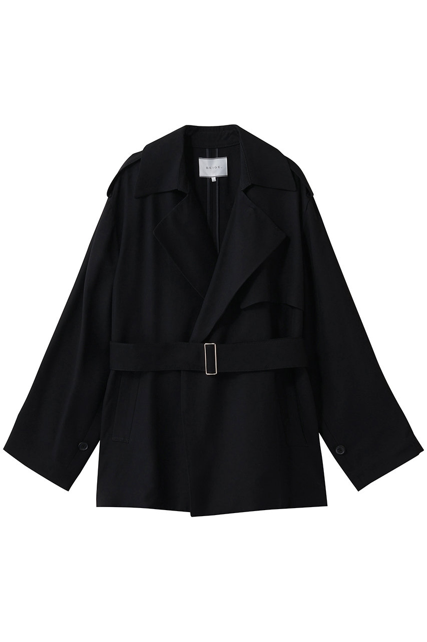 ベイジ，/BEIGE，のVESZELYITE（ベゼライト）/ラップショートトレンチコート(Black/CMCWLS0100)