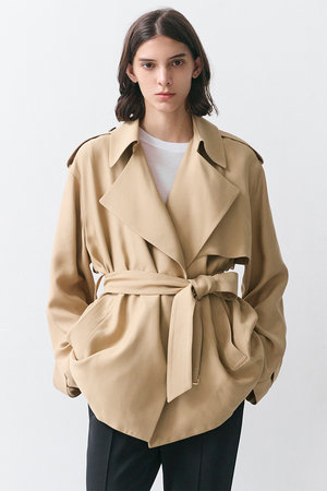 ベイジ，/BEIGE，のVESZELYITE（ベゼライト）/ラップショートトレンチコート(110900/110902)