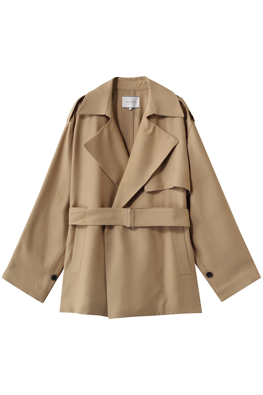ベイジ，/BEIGE，のVESZELYITE（ベゼライト）/ラップショートトレンチコート(Camel/CMCWLS0100)