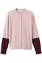 CHLOR（クロー）/ウールシルク配色クルーネックカーディガン ベイジ，/BEIGE， Pink