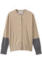 CHLOR（クロー）/ウールシルク配色クルーネックカーディガン ベイジ，/BEIGE， Beige