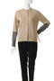 CHLOR（クロー）/ウールシルク配色クルーネックカーディガン ベイジ，/BEIGE，
