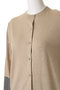 CHLOR（クロー）/ウールシルク配色クルーネックカーディガン ベイジ，/BEIGE，