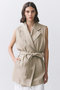 MICA /  リネンブレンドベルト付きジレ ベイジ，/BEIGE，