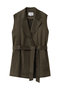 【予約販売】MICA /  リネンブレンドベルト付きジレ ベイジ，/BEIGE， Khaki