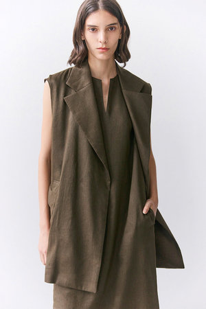 ベイジ，/BEIGE，の【予約販売】MICA /  リネンブレンドベルト付きジレ(110800/110806)