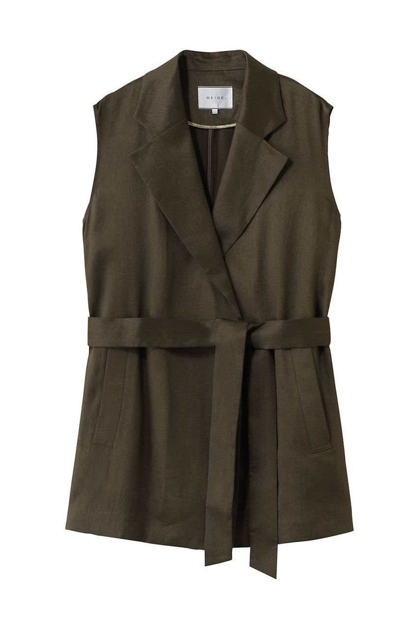 ベイジ，/BEIGE，の【予約販売】MICA /  リネンブレンドベルト付きジレ(Khaki/VRCWLS0200)