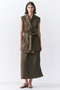 【予約販売】MICA /  リネンブレンドベルト付きジレ ベイジ，/BEIGE，