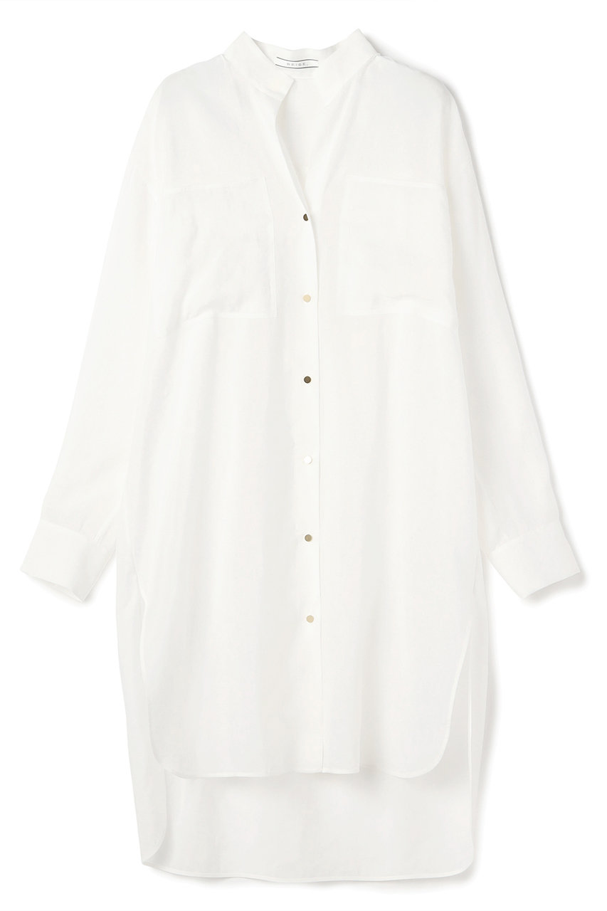 ベイジ，/BEIGE，の【予約販売】PAULINE / リネンヴィスコースオーバーサイズロングシャツ(White/BLCWLS0208)