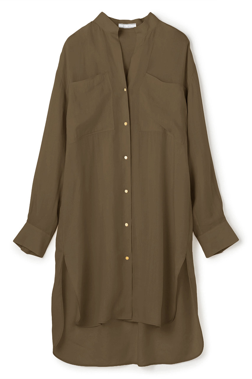 ベイジ，/BEIGE，の【予約販売】PAULINE / リネンヴィスコースオーバーサイズロングシャツ(Khaki/BLCWLS0208)