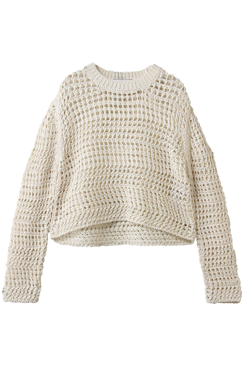 ベイジ，/BEIGE，のUVITE（ウバイト）/コットンメッシュクロップドニット(Ecru/KRCWLS0207)