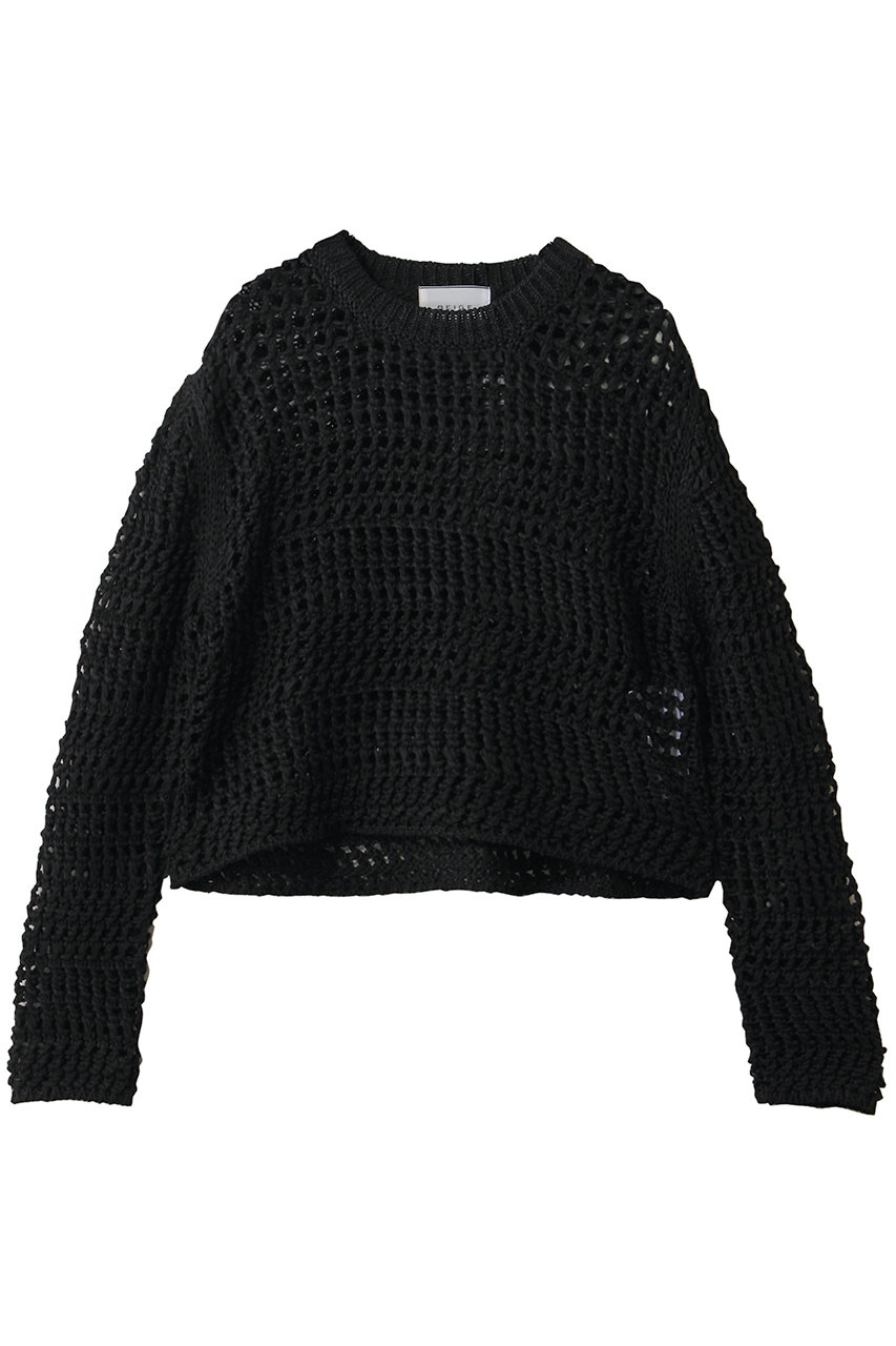 ベイジ，/BEIGE，のUVITE（ウバイト）/コットンメッシュクロップドニット(Black/KRCWLS0207)