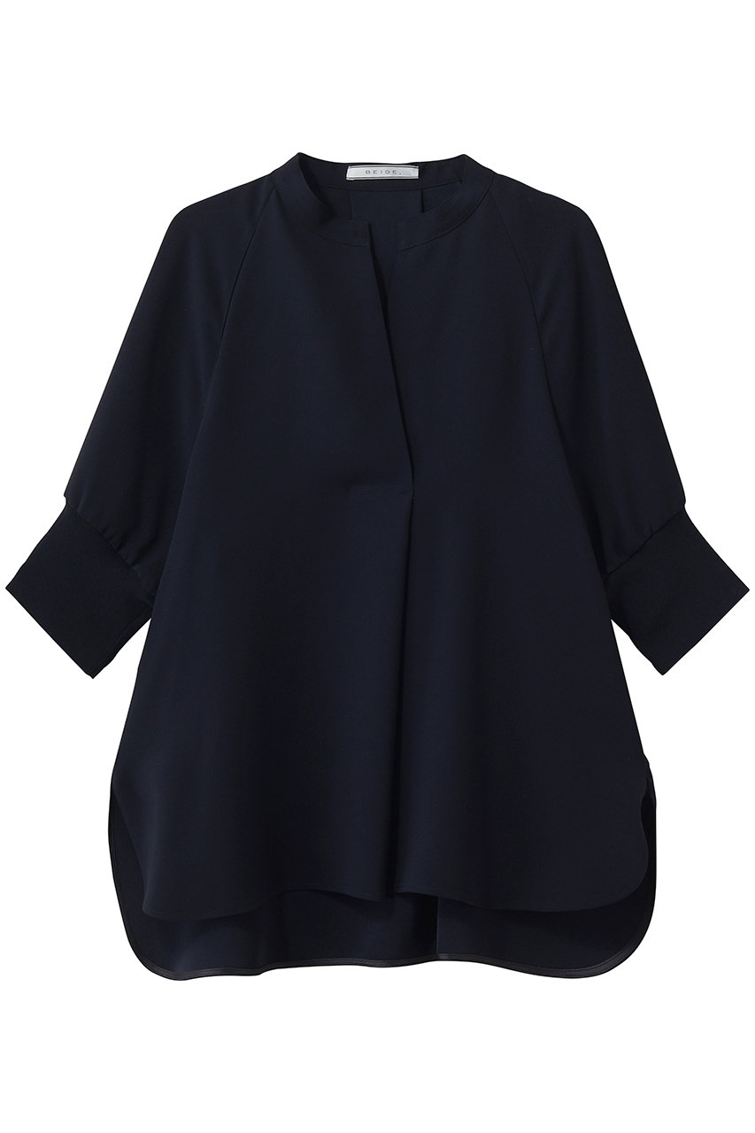 ベイジ，/BEIGE，のFLEUR（フルール）/異素材カフス スタンドカラーブラウス(Navy/BLCWLM0404)