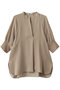 FLEUR（フルール）/異素材カフス スタンドカラーブラウス ベイジ，/BEIGE， Beige
