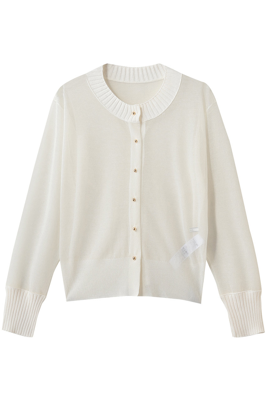 ベイジ，/BEIGE，のPYRRHOT（ピロート）/シアーコンビ リブカーディガン(Ecru/KRCWLM0400)
