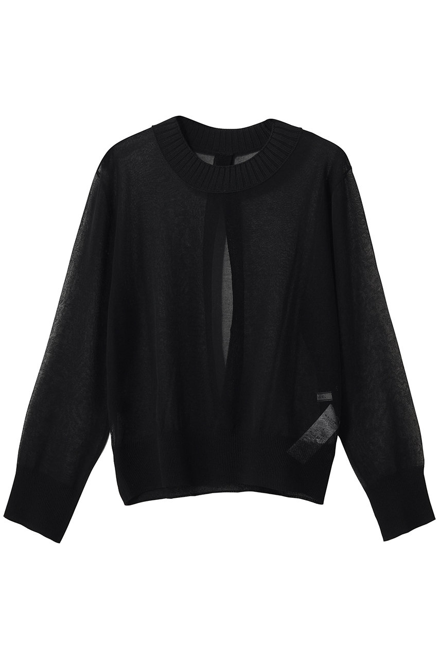 ベイジ，/BEIGE，のPYRRHOT（ピロート）/シアーコンビ バックスリットプルオーバー(Black/KRCWLM0401)