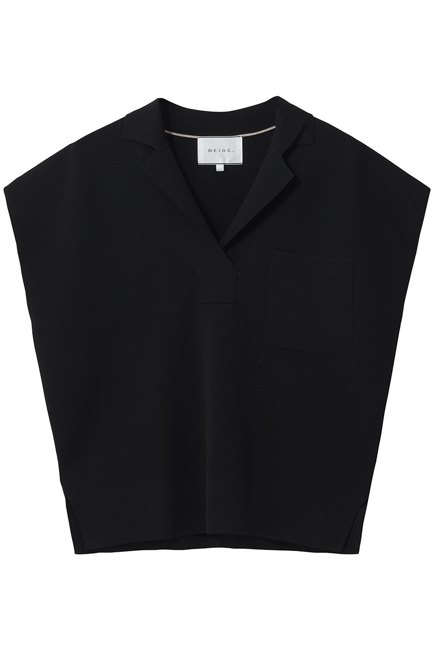 ベイジ，/BEIGE，のNADIA（ナディア）/ストレッチ スキッパーニット(Black/KRCWLM0403)