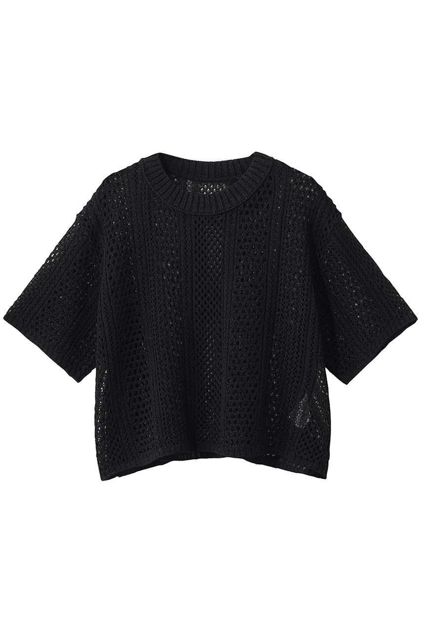 ベイジ，/BEIGE，のATACAM（アタカム）/パターンメッシュ ハーフニット(Black/KRCWLM0404)