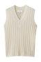 OPTICAL（オプティカル）/ペーパーヤーン Vネックリブニット ベイジ，/BEIGE， Ecru