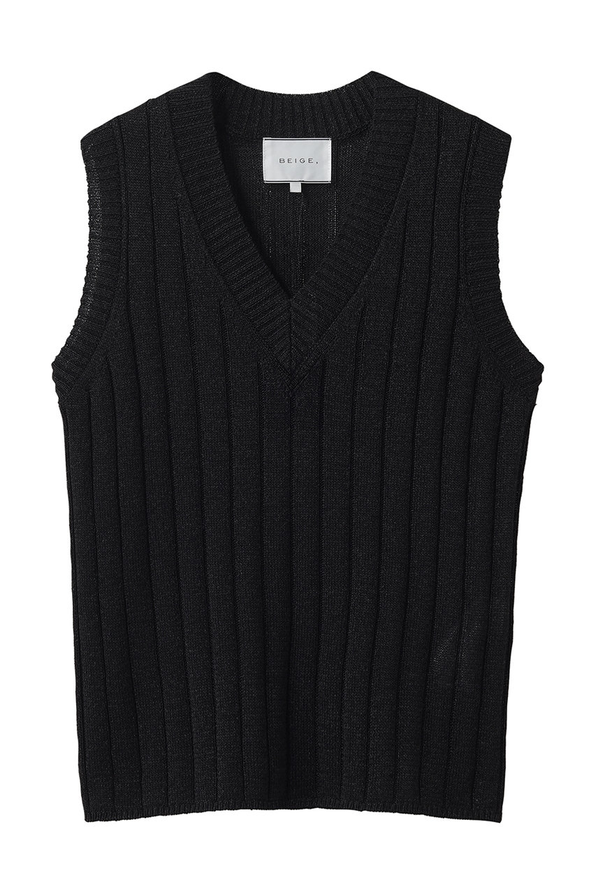 ベイジ，/BEIGE，のOPTICAL（オプティカル）/ペーパーヤーン Vネックリブニット(Black/KRCWLM0411)