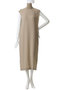 FLEUR（フルール）/異素材ネック ロングワンピース ベイジ，/BEIGE，
