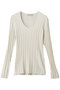 LABRADO（ラブラド）/ランダムリブ Uネックニット ベイジ，/BEIGE， Ecru