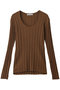 LABRADO（ラブラド）/ランダムリブ Uネックニット ベイジ，/BEIGE， Brown