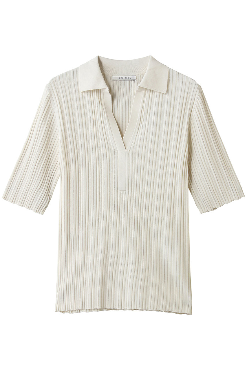 ベイジ，/BEIGE，のLABRADO（ラブラド）/ランダムリブ スキッパーニット(Ecru/KRCWLS0302)