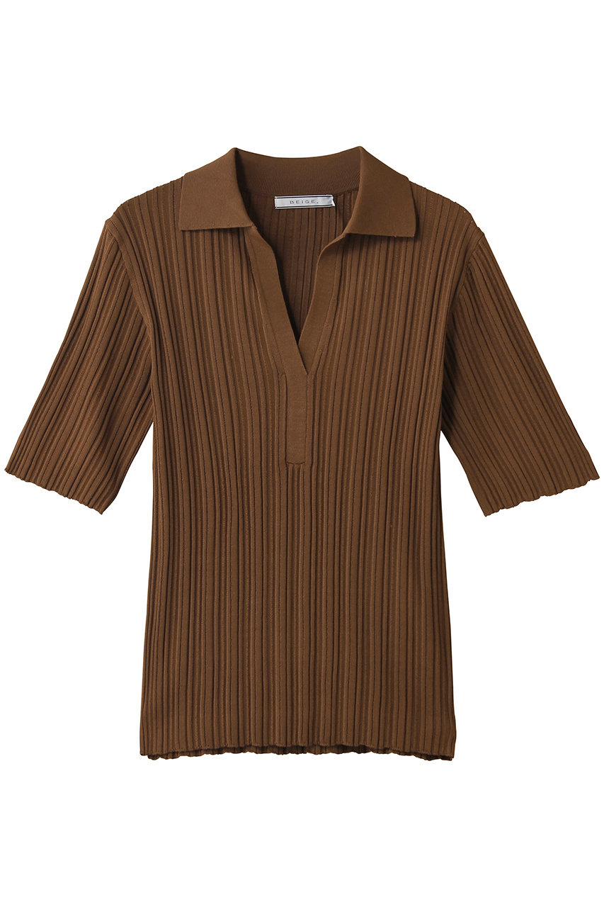 ベイジ，/BEIGE，のLABRADO（ラブラド）/ランダムリブ スキッパーニット(Brown/KRCWLS0302)