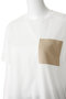 TORENIA（トレニア）/レザーポケットコットンクルーネックTシャツ ベイジ，/BEIGE，