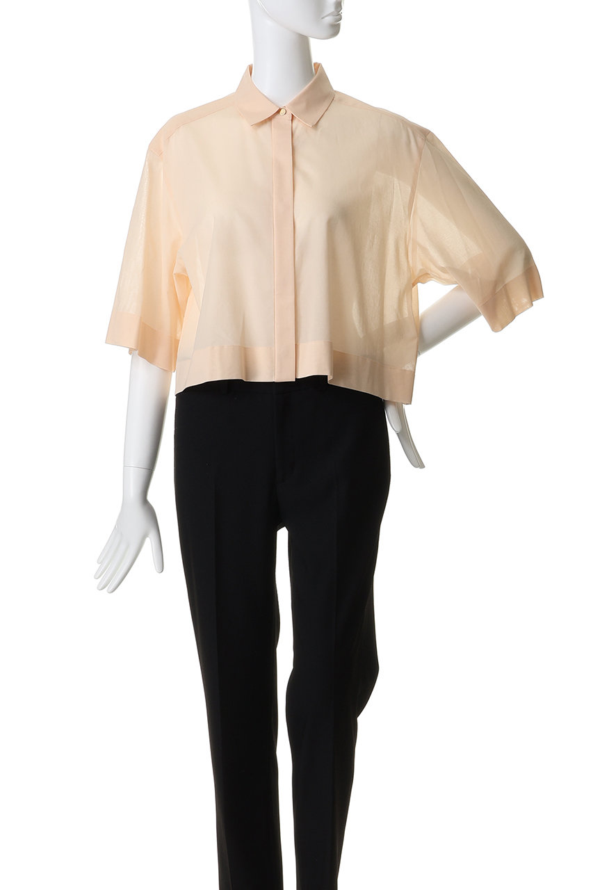 BEIGE, - 【新品】  BEIGE， / ベイジ | ショートスリーブ ブラウス navy | 6 | ネイビー | レディース BEIGE，(ベイジ，)｜BAC（バック）/コットンシアー ショートレングス