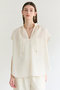 【予約販売】BATEAU / Vネック ギャザーブラウス ベイジ，/BEIGE，