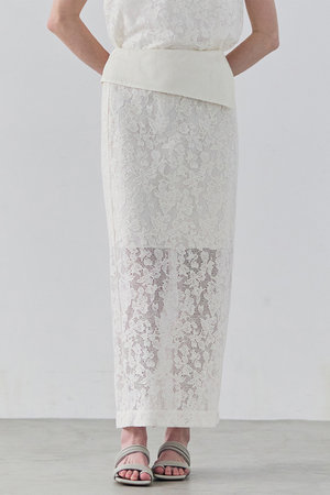 ベイジ，/BEIGE，の【予約販売】FLUORITE / 異素材コンビ レーススカート(110700/110703)
