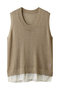 MORION（モリオン）/リネン レイヤードニット ベイジ，/BEIGE， Flax×Ecru