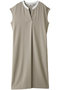 CINDY（シンディ）/配色ネック フレンチドレス ベイジ，/BEIGE， Taupe x White