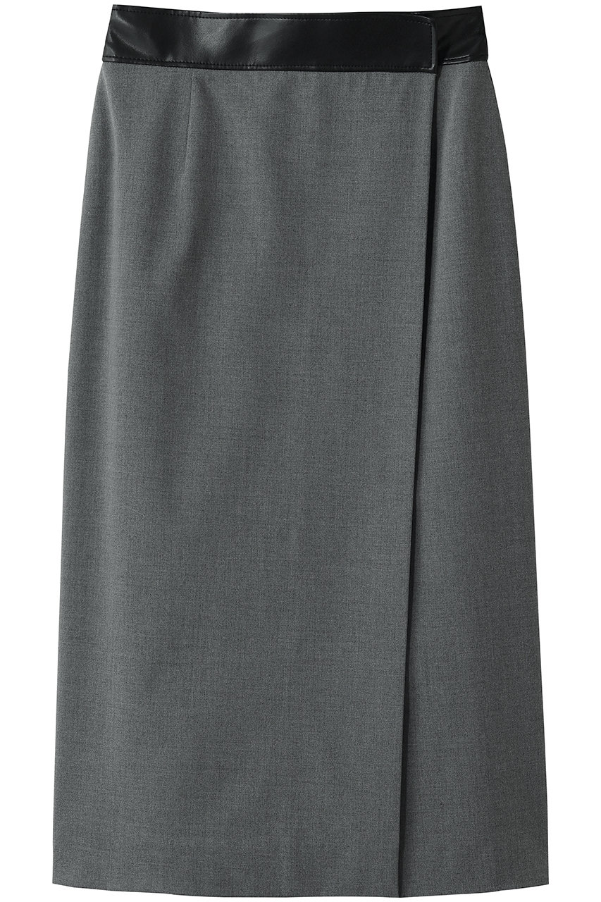 ベイジ，/BEIGE，のZEPHYR / レザー切り替え ラップスカート(Top Gray/SKCWLA0212)