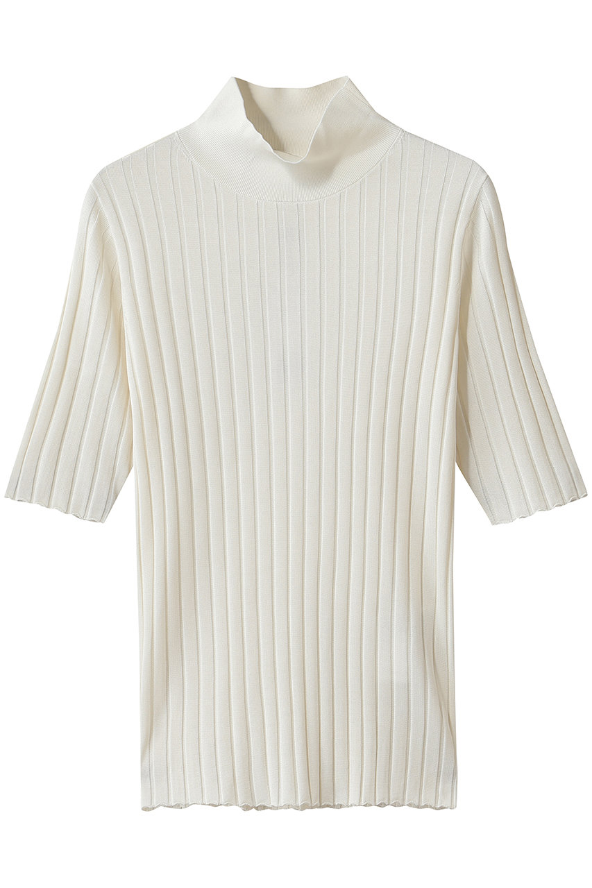 BEIGE， MASON（メイソン）/半袖シルクリブハイネックニット (Ecru, 4) ベイジ， ELLE SHOP