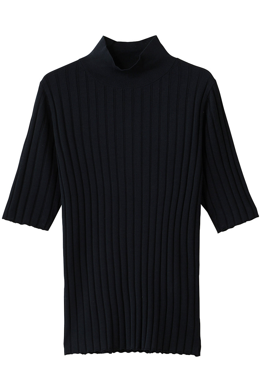 BEIGE, MASON(メイソン)/半袖シルクリブハイネックニット (Navy, 4) ベイジ, ELLE SHOP