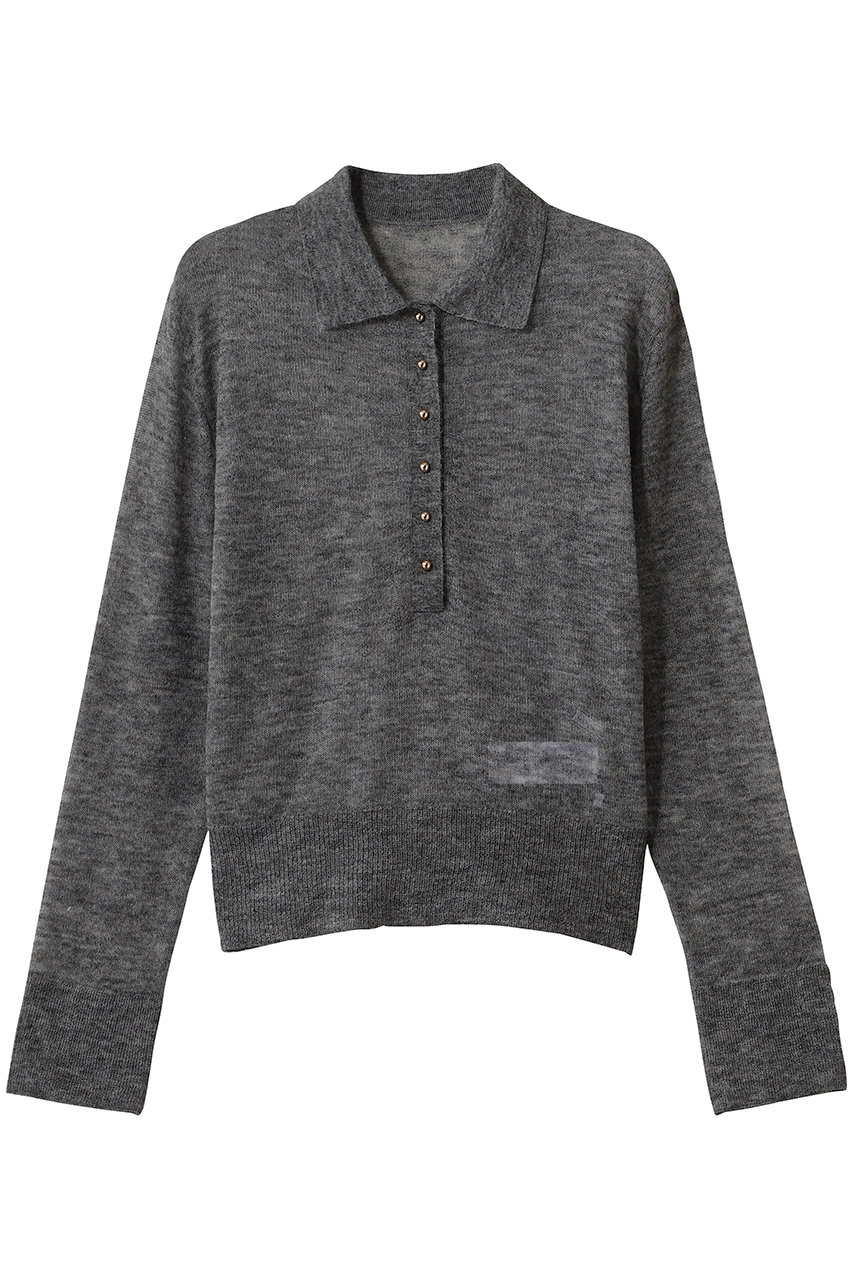 BEIGE， ELM（エルム）/シアーモヘア ニットポロ (Gray, 4) ベイジ， ELLE SHOP