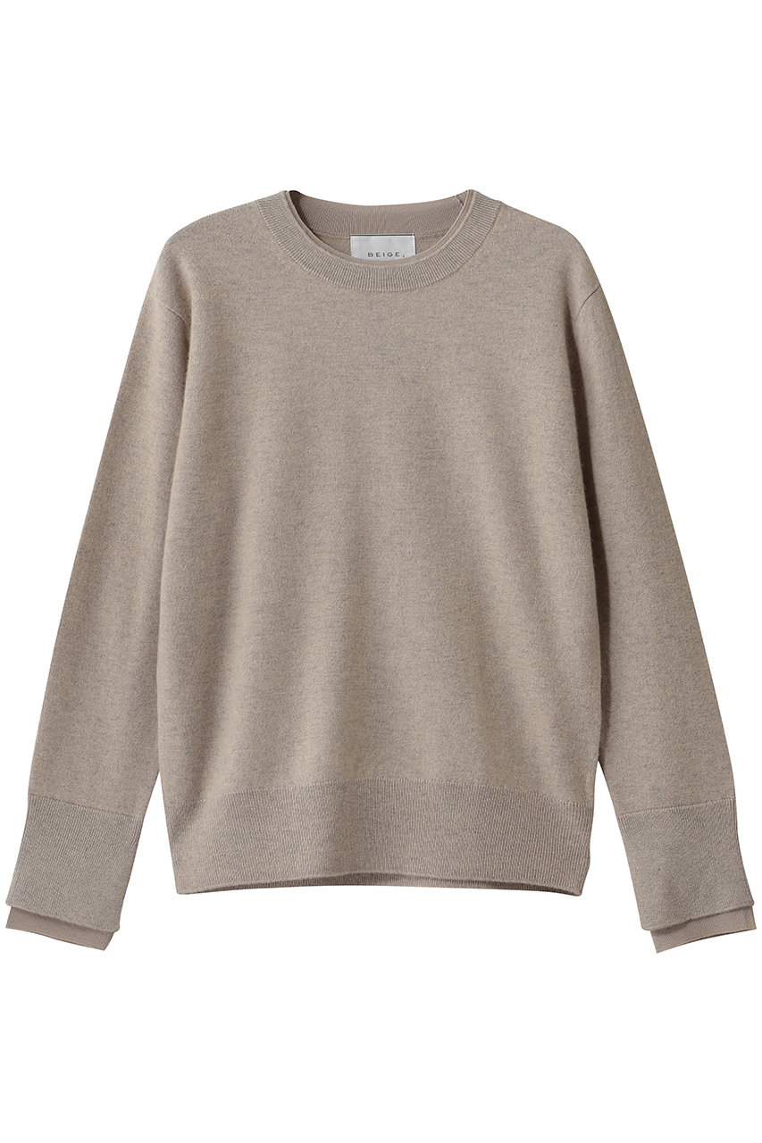BEIGE， POMPE（ポンプ）/ウールカシミヤ レイヤードニット (Taupe, 4) ベイジ， ELLE SHOP