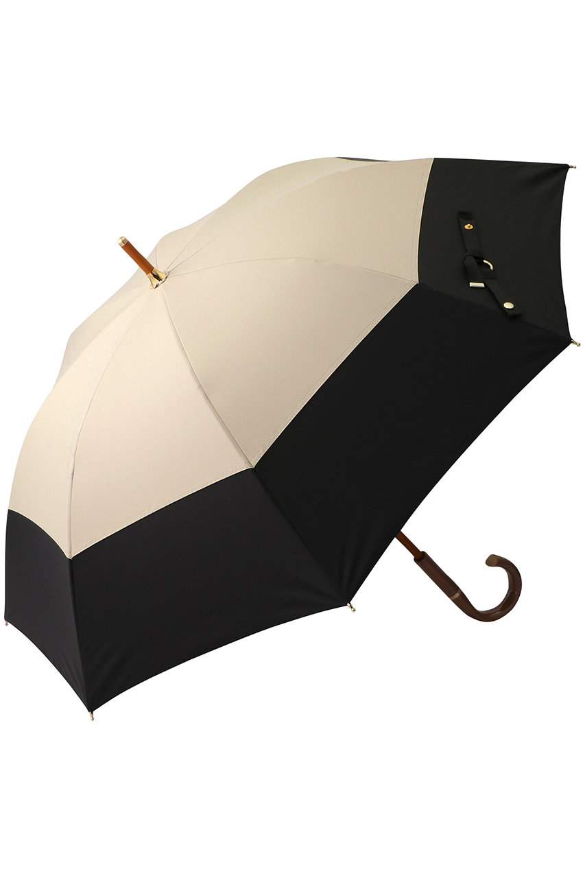 Gracy GRC 晴雨兼用長傘 Tender bicolor (ベージュ×ブラック) グレイシー ELLE SHOPの大画像