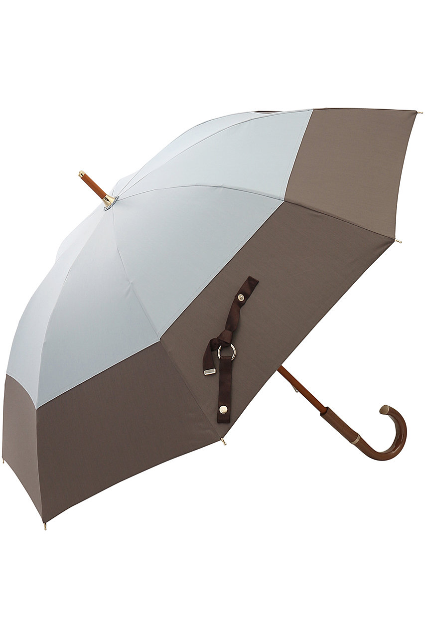 Gracy GRC 晴雨兼用楽折長傘 Tender bicolor (ミネラル×ディープトープ F) グレイシー ELLE SHOPの大画像