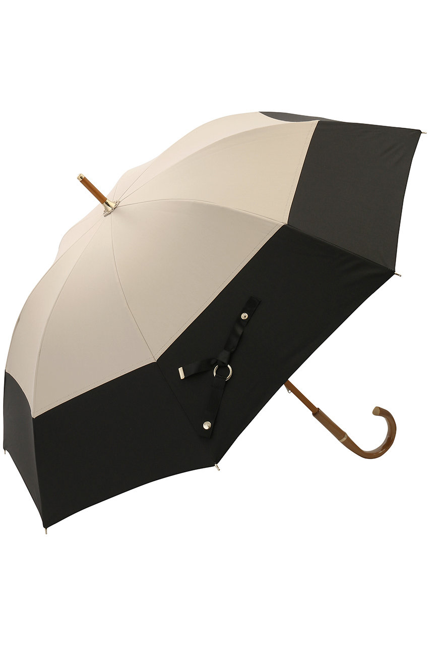 Gracy Tender bicolor 晴雨兼用日傘 ショート長傘 (ウォームサンド×ブラック, F) グレイシー ELLE SHOP