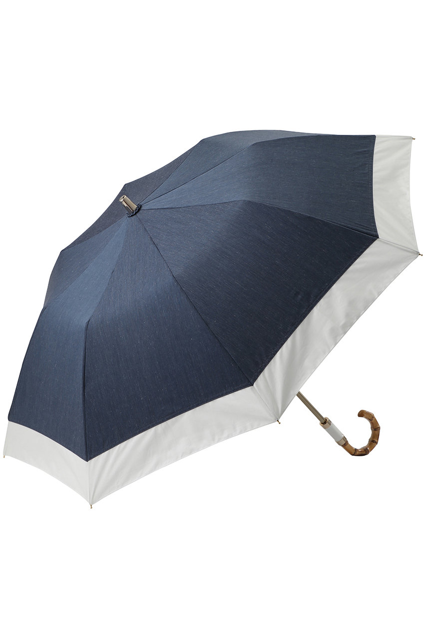 Gracy 晴雨兼用楽折傘 Denim bicolor (ホワイト, F) グレイシー ELLE SHOP Gracy 晴雨兼用楽折傘 Denim bicolor (ホワイト, F) グレイシー ELLE SHOP