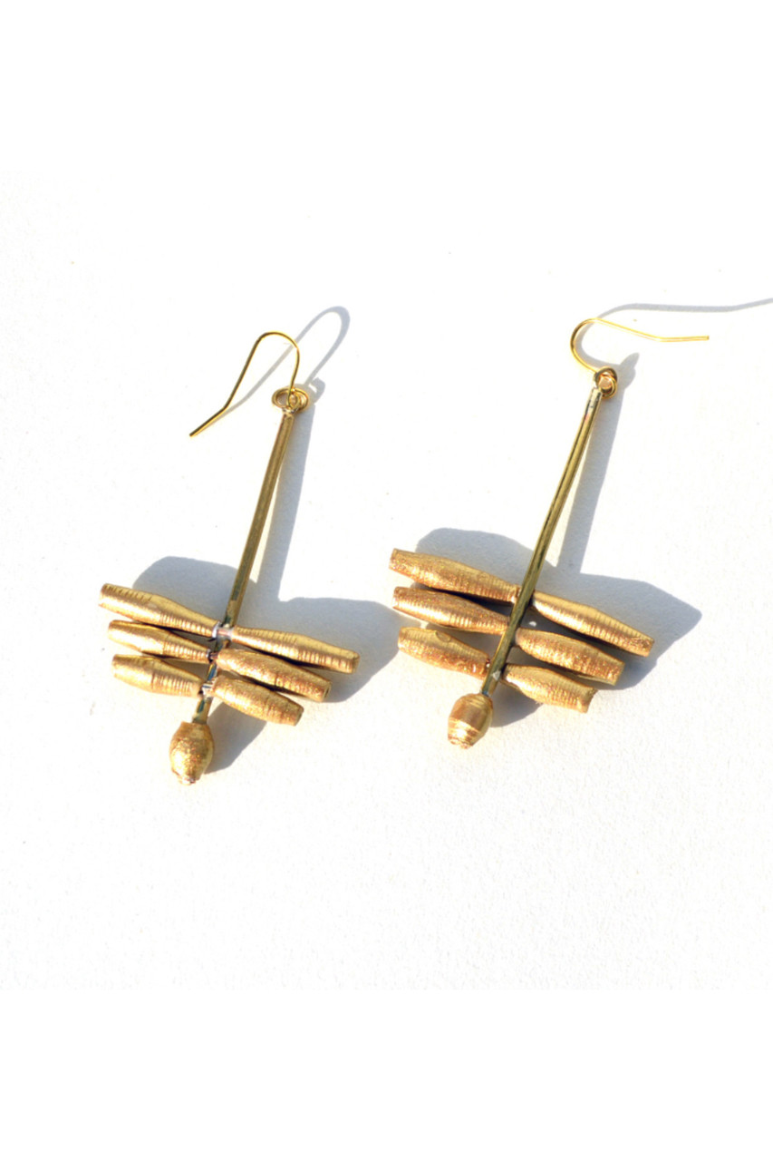 プラウドリー・フロム・アフリカ/Proudly from Africaの【QUAZI DESIGN】Dragonfly Earrings(ゴールド/Dragonfly Earrings)