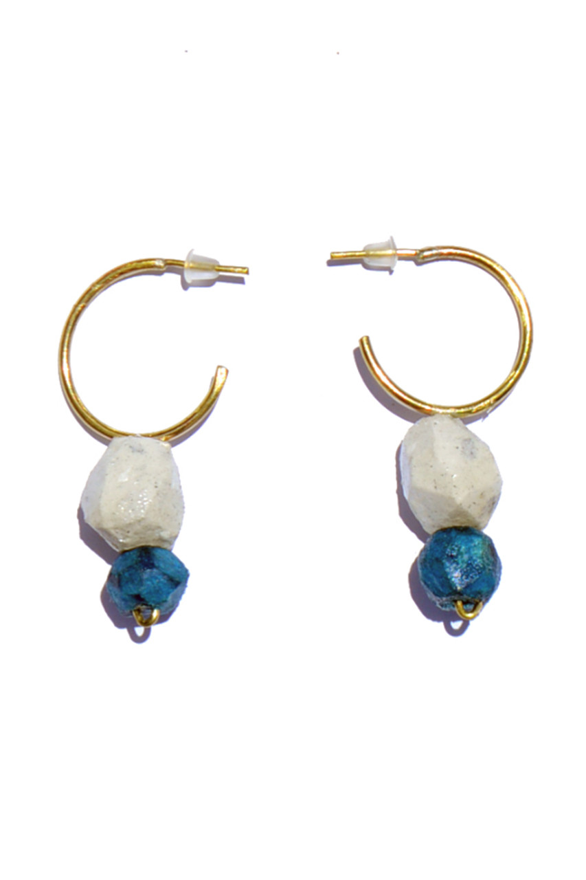 プラウドリー・フロム・アフリカ/Proudly from Africaの【QUAZI DESIGN】Jadette earring stone and blue(JPE)(ブルー/Jadette earring stone)